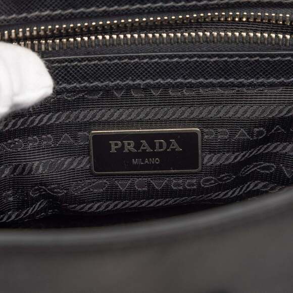 Prada Check Crossbody Handbag/Shoulder Bag 2WAY 1BA014 Black Nylon Women's PRADA - Picture 5 of 6